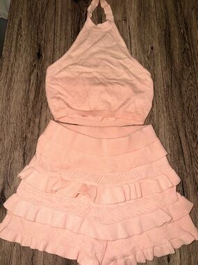 Fashion Nova Soft Pink Sweater Top Shorts Set
